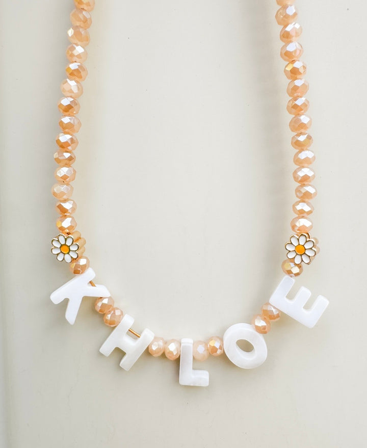 Personalized Daisy Name Necklace | Custom Crystal Beaded Necklace