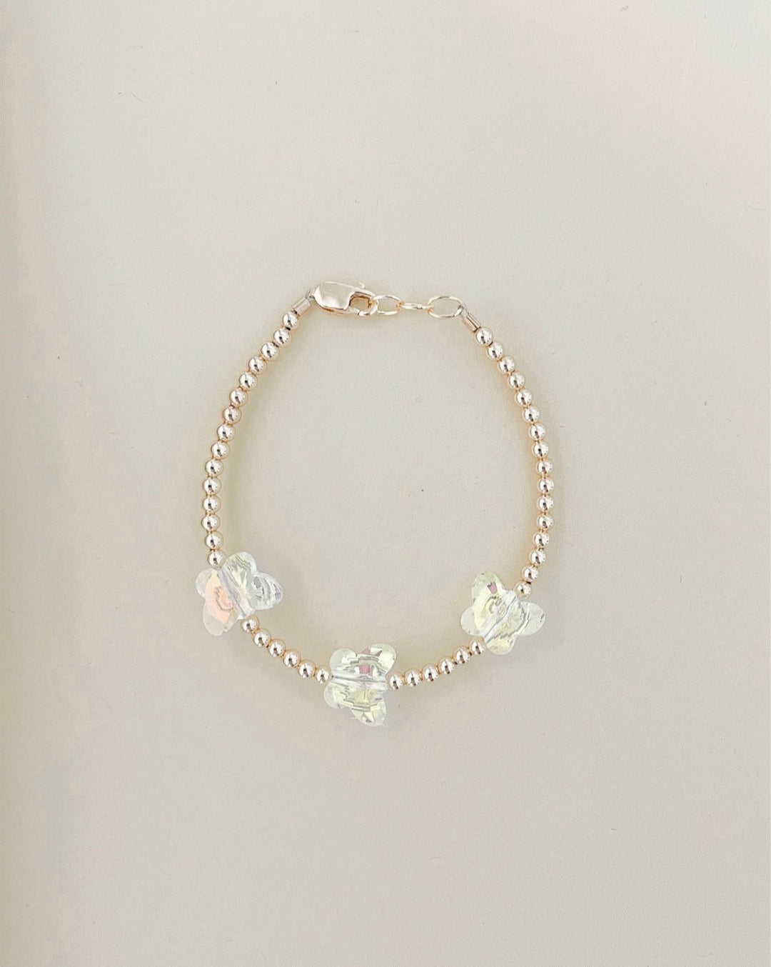 🦋 Crystal Butterfly Bracelet – 14k Gold-Filled, Hypoallergenic