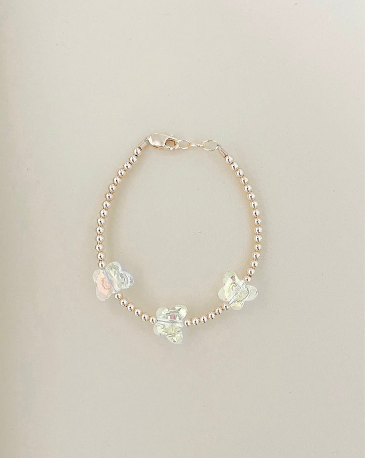 🦋 Crystal Butterfly Bracelet – 14k Gold-Filled, Hypoallergenic