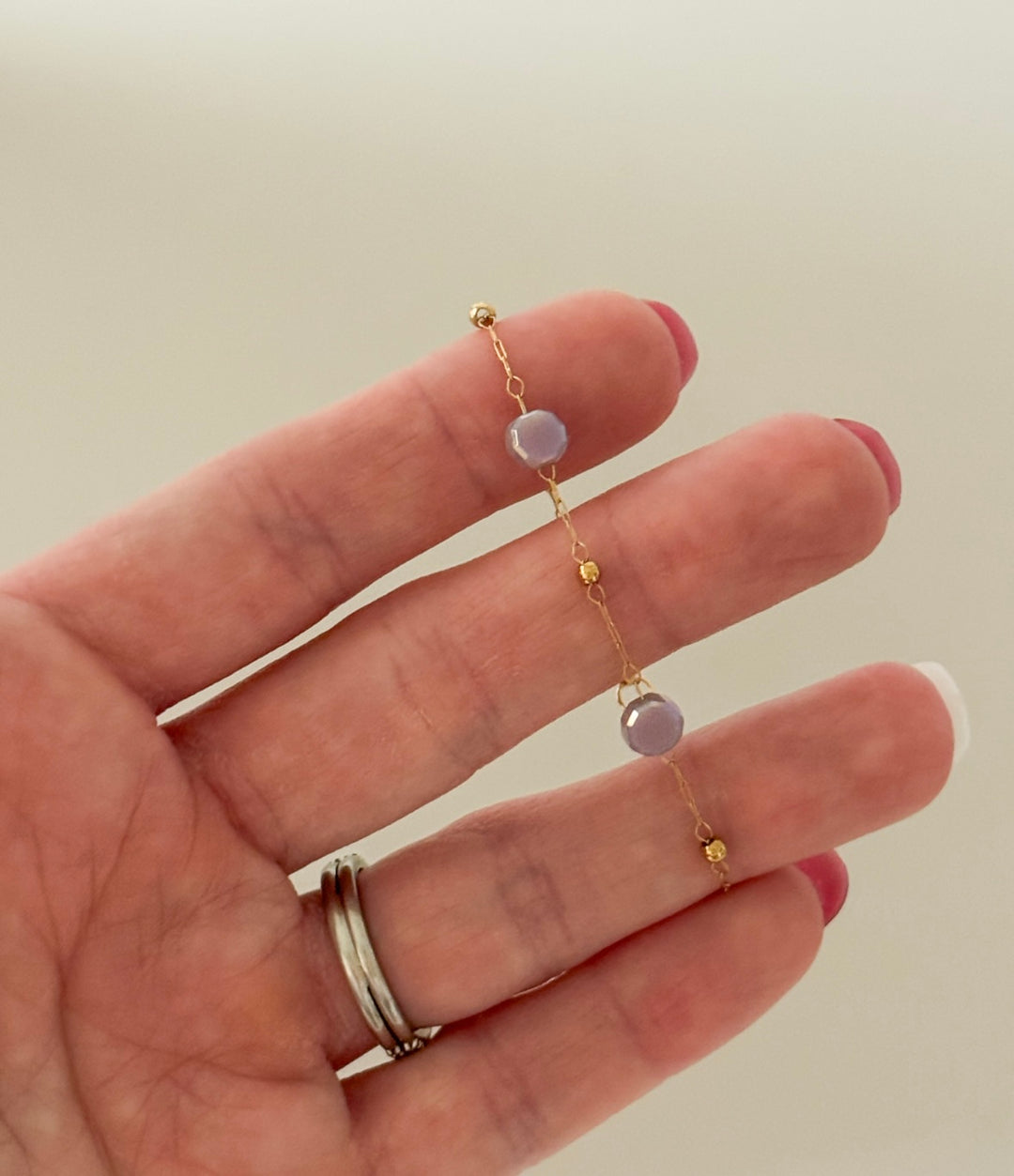 14k gold filled delicate purple opal chain bracelet