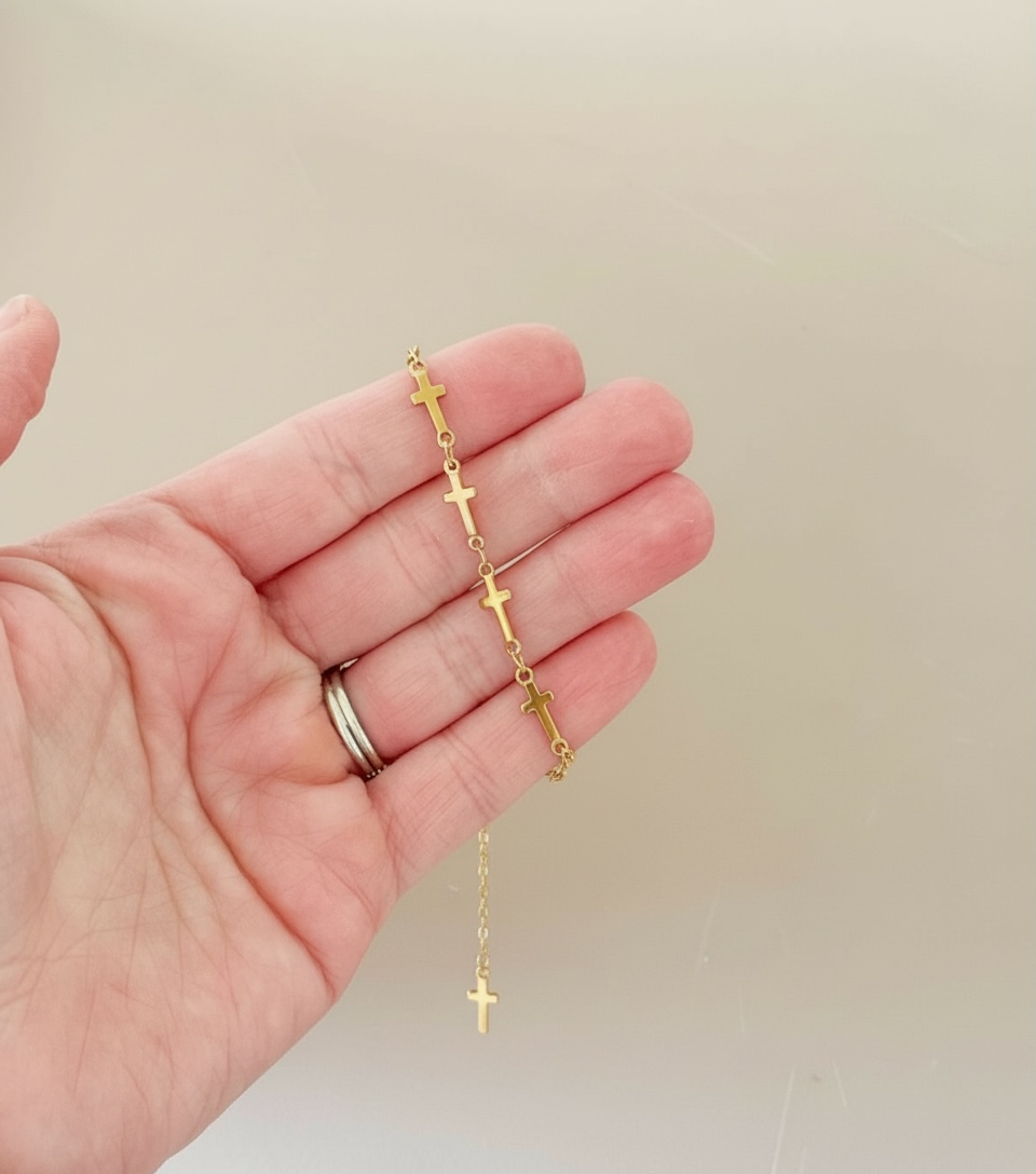 14k Gold-Filled Dainty Cross Bracelet – Faith Collection | Hypoallergenic & Waterproof