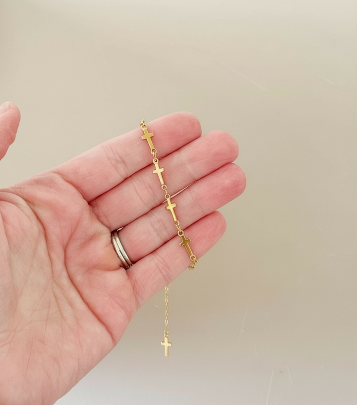 14k Gold-Filled Dainty Cross Bracelet – Faith Collection | Hypoallergenic & Waterproof