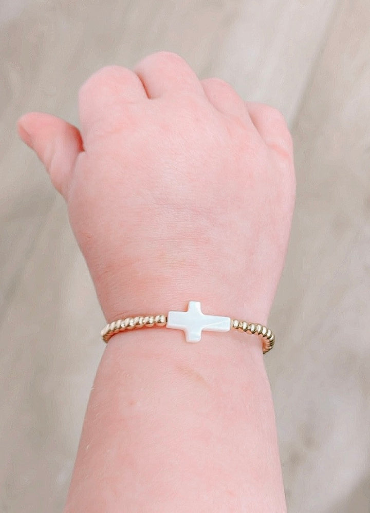 14k gold filled cross bracelet for all ages