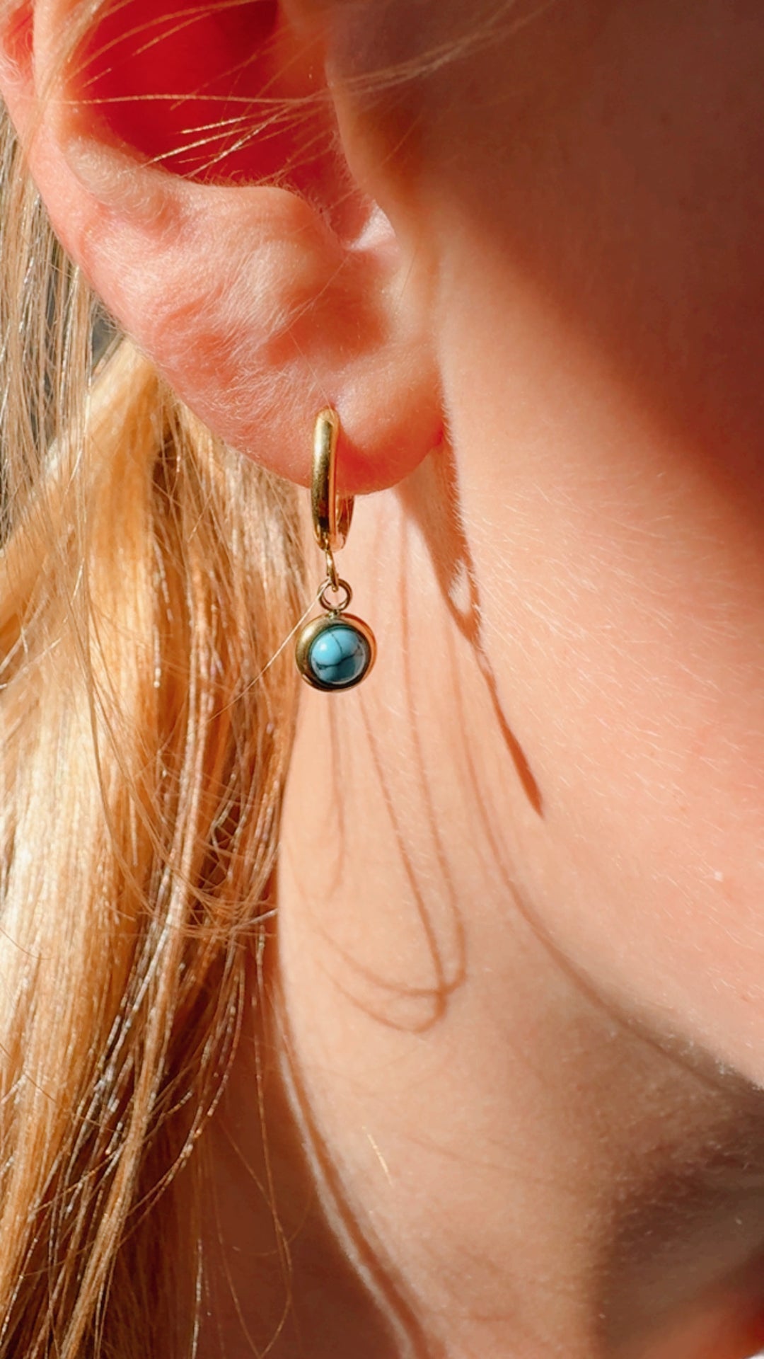 Turquoise charm hoop earrings