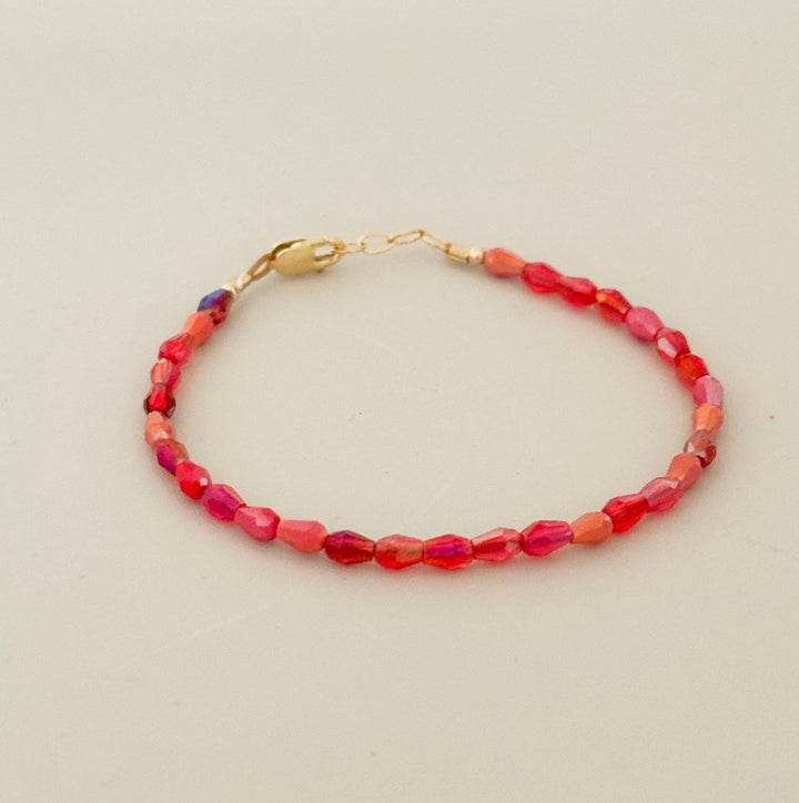 Sunset Sorbet Beaded Bracelet | Pink &amp; Coral Gemstone-Inspired Bracelet |