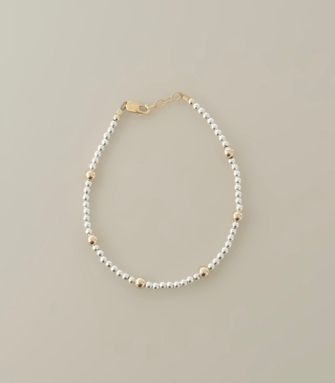Two-Tone Mini Bead Bracelet – 14k Gold-Filled & Sterling Silver | Dainty Stacking Bracelet