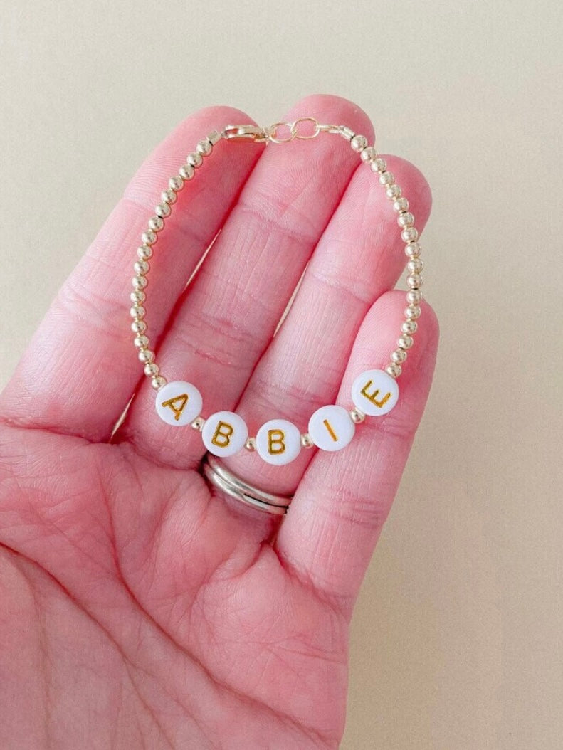 Personalized Name Bracelet – 14k Gold-Filled | Baby, Toddler & Mama