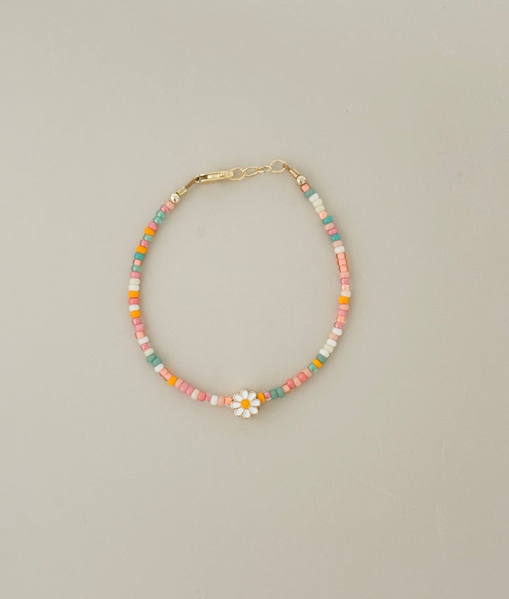Daisy Bead Bracelet for Girls &amp; Moms | Pastel Seed Bead Bracelet | Safe 14k Gold Filled | Matching Mom &amp; Me Jewelry
