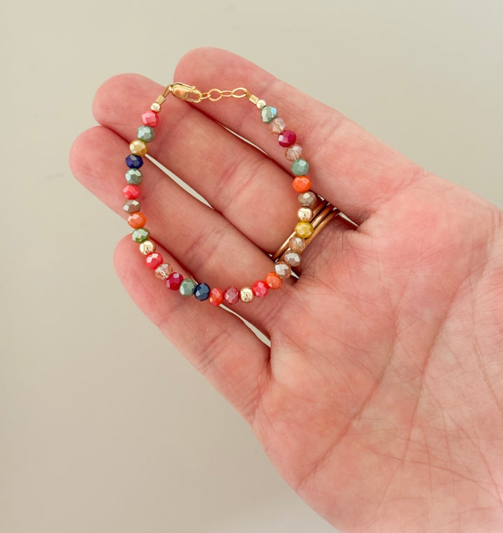 Rainbow shimmer beaded bracelet