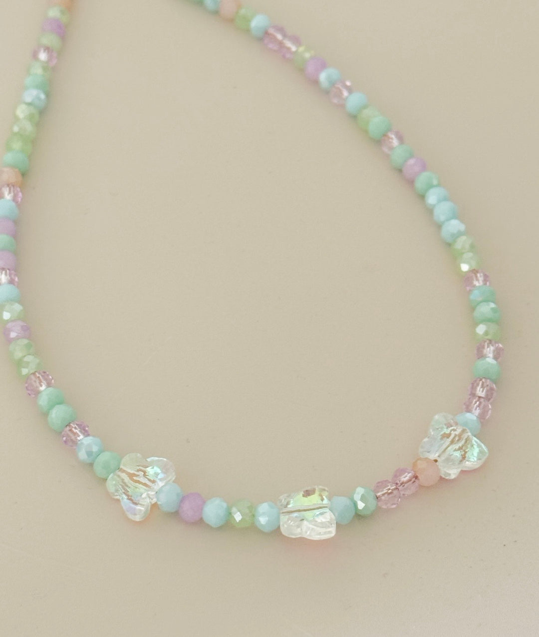 Pastel Butterfly Beaded Necklace
