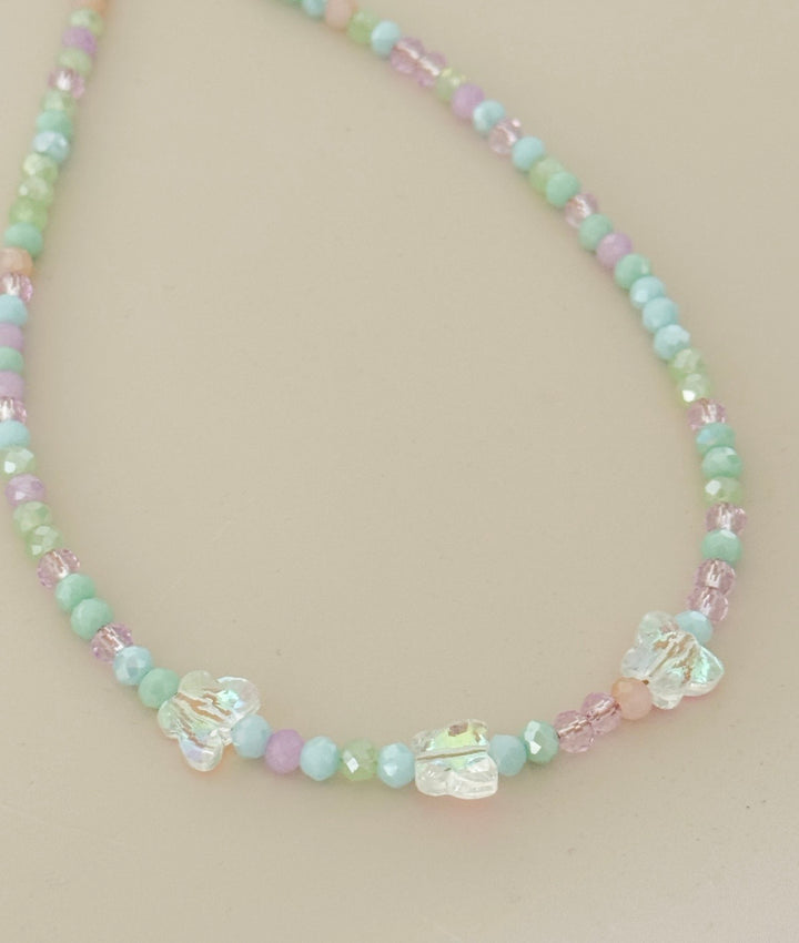 Pastel Butterfly Beaded Necklace