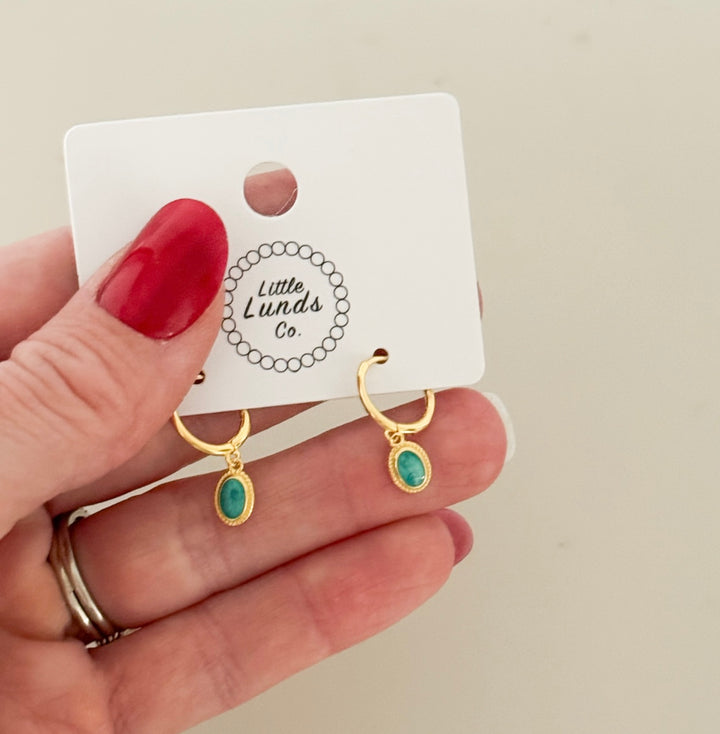 Clip Forever Hoops – Turquoise Oval Drop