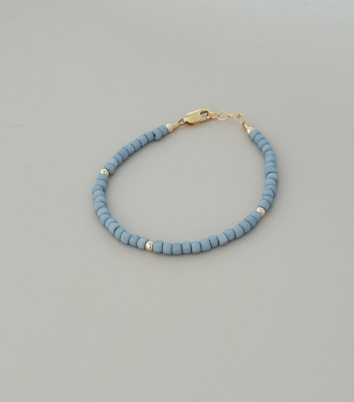 Sky Blue 14k Gold-Filled Beaded Bracelet for all ages