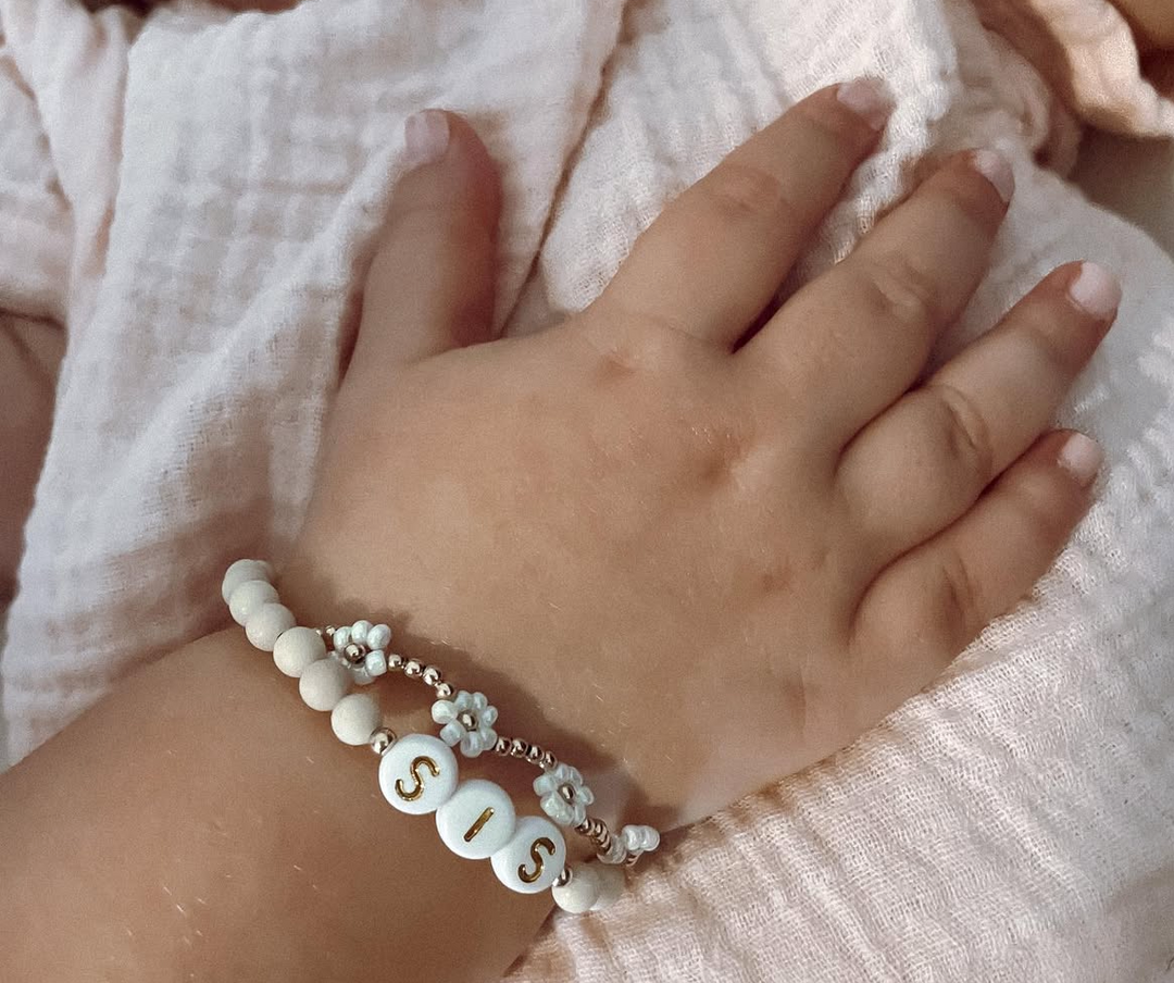 Personalized Tan and Gold Name Bracelet | Dainty, Hypoallergenic Jewelry | Handmade Keepsake Gift