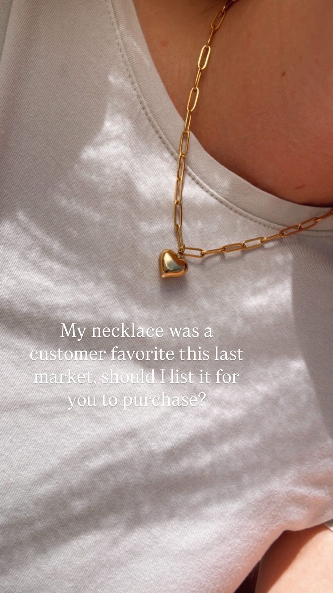 18k gold filled paperclip heart charm necklace