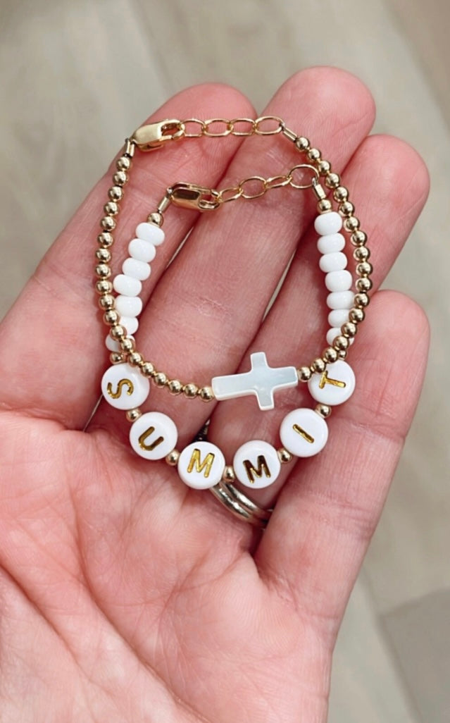 14k gold filled cross bracelet for all ages
