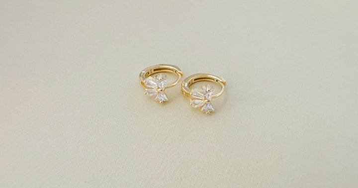 Gold Crystal Bow Huggie Earrings ✨🎀