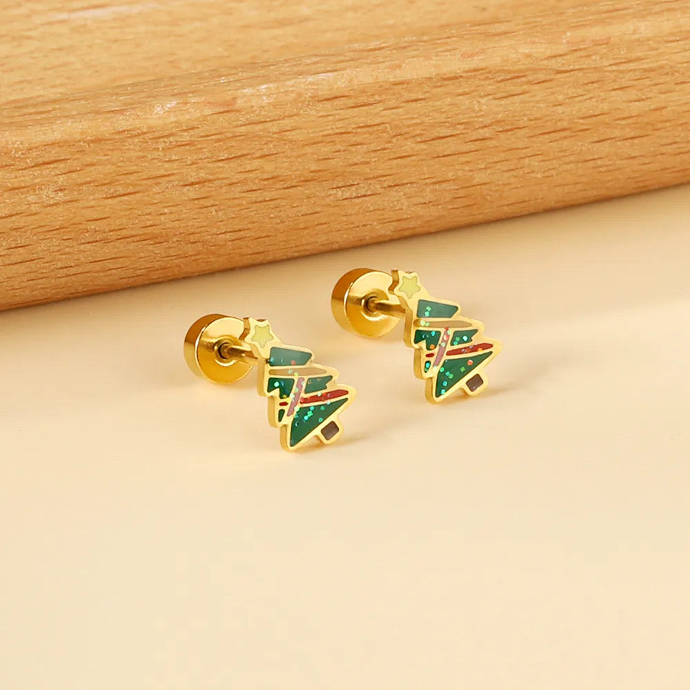 Christmas screw-back earrings