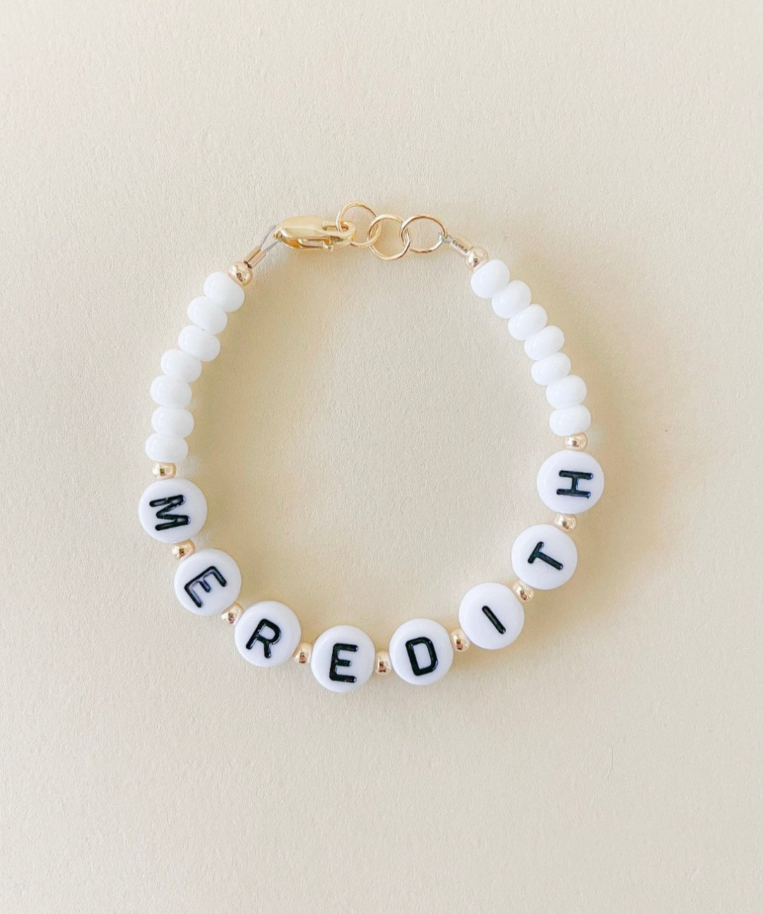 Gold-Filled Black and White Name Bracelet – Minimal, Waterproof &amp; Handmade in the USA