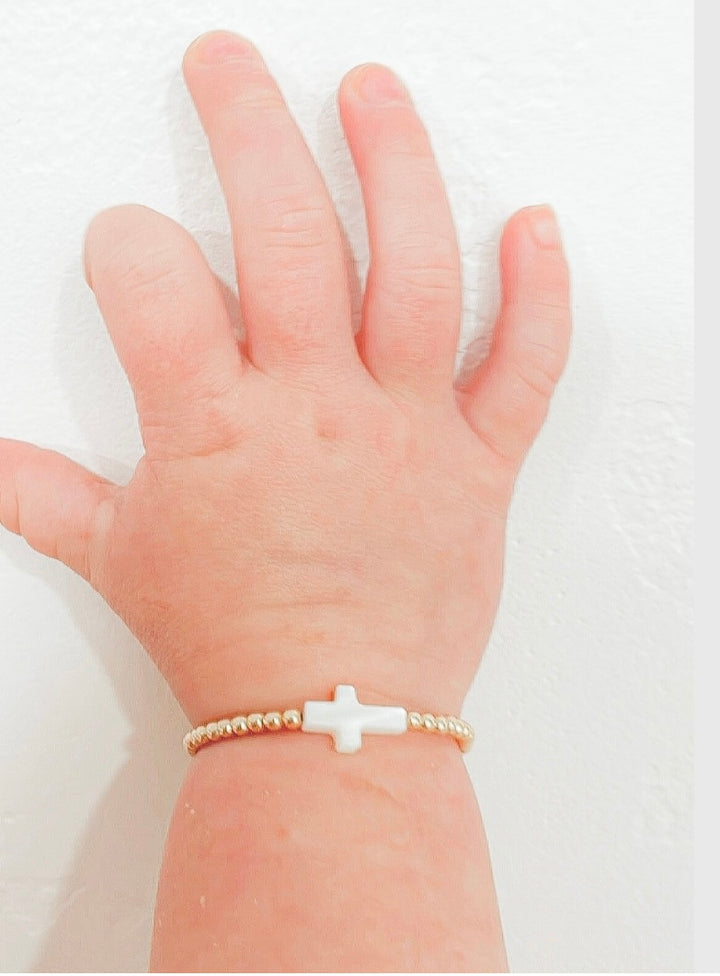 14k gold filled cross bracelet for all ages