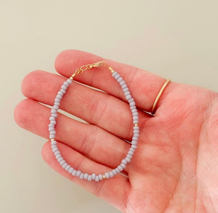 14k gold filled Lavender beaded kid bracelet