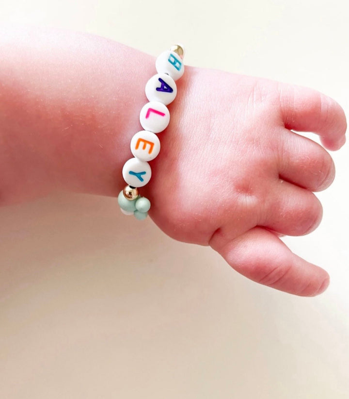 Pastel Mouse Ear Name Bracelet – 4mm Gold-Filled, Waterproof &amp; Mom and Me Jewelry