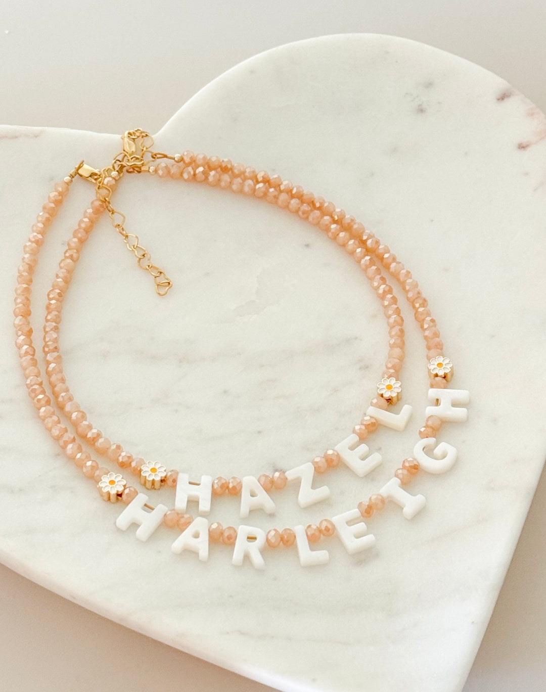 Personalized Daisy Name Necklace | Custom Crystal Beaded Necklace