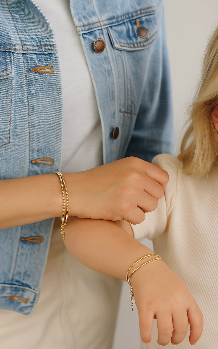 14k Gold-Filled 2mm Bracelet | Minimalist Gold Bead Bracelet | Layering Jewelry for Women & Kids