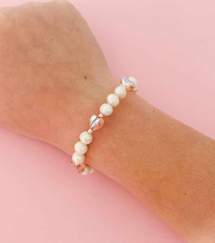 Blush Heart Freshwater Pearl Bracelet