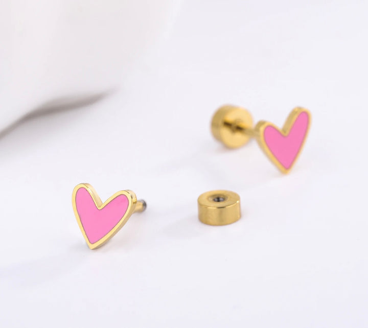 Barbie heart screw-back earrings