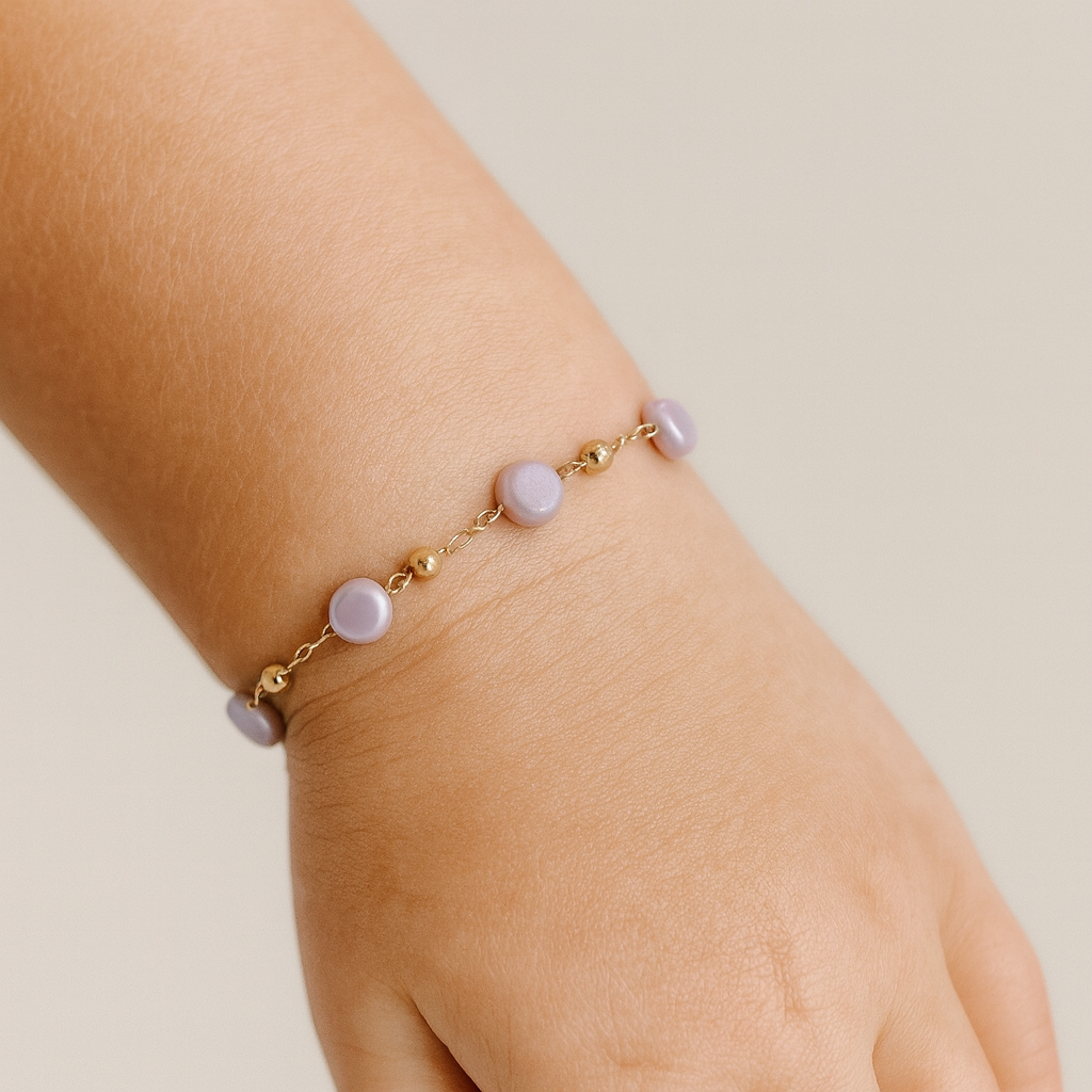 14k gold filled delicate purple opal chain bracelet