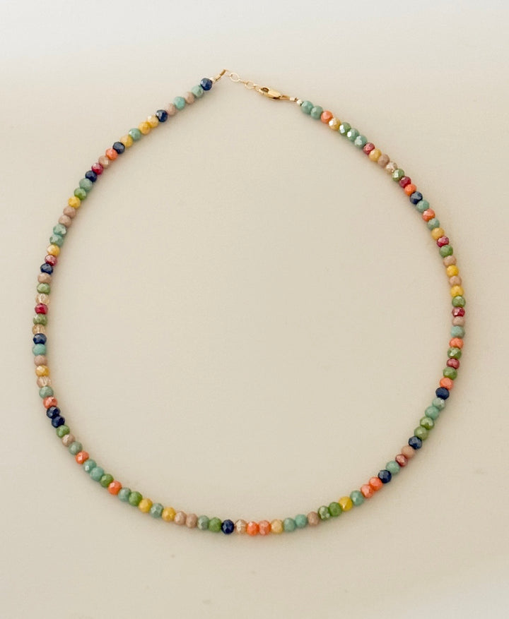 Rainbow shimmer beaded necklace
