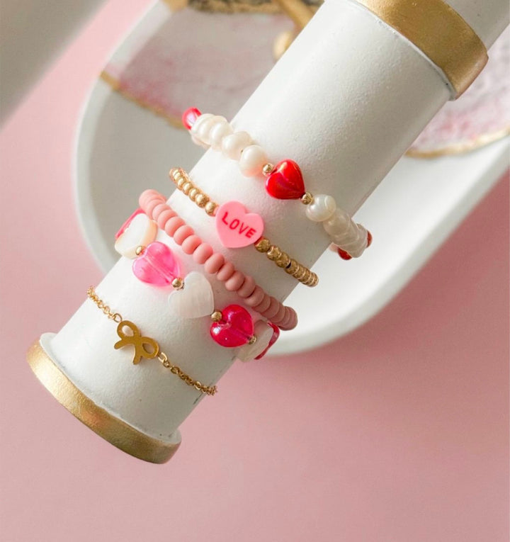 Freshwater Pearl Heart Bracelet – 14k Gold-Filled Valentine Bracelet for Girls & Moms