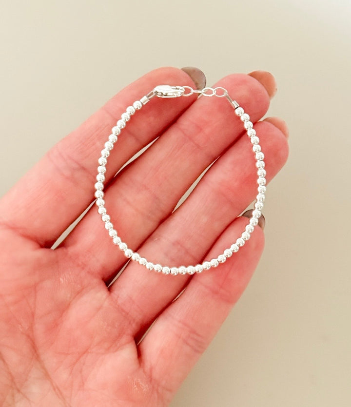 2.5mm Sterling Silver Beaded Bracelet