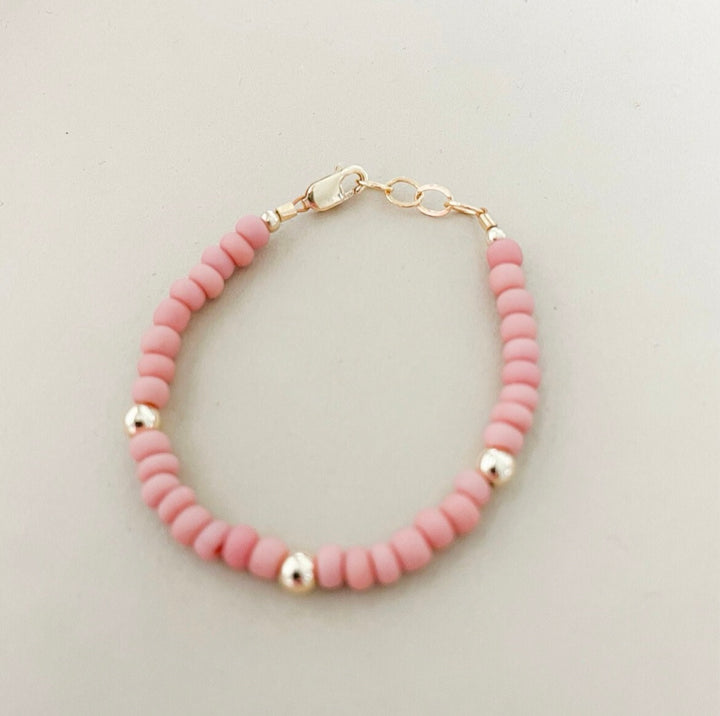 Blush Beaded Bracelet | Minimal Pink + Gold Everyday Bracelet