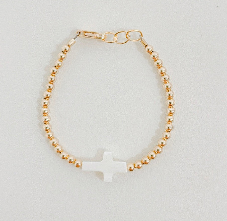 14k gold filled cross bracelet for all ages