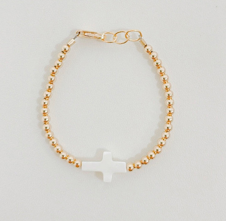 14k gold filled cross bracelet for all ages