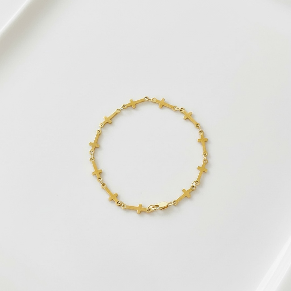 14k Gold-Filled Dainty Cross Bracelet – Faith Collection | Hypoallergenic & Waterproof