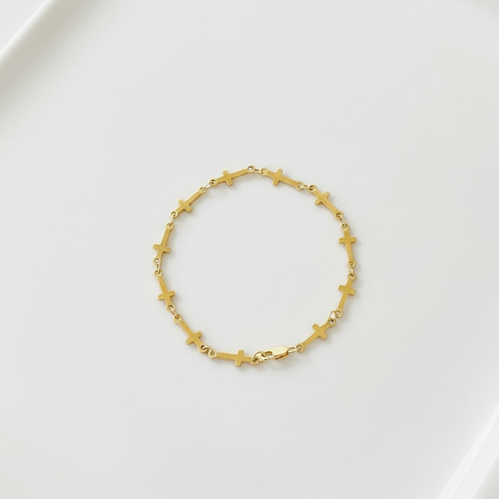 14k Gold-Filled Dainty Cross Bracelet – Faith Collection | Hypoallergenic & Waterproof