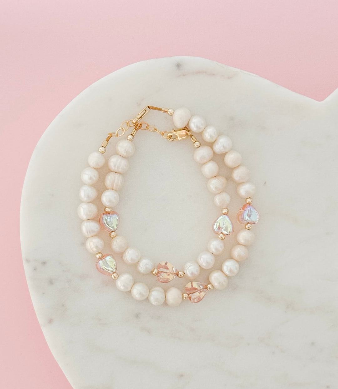 Blush Heart Freshwater Pearl Bracelet