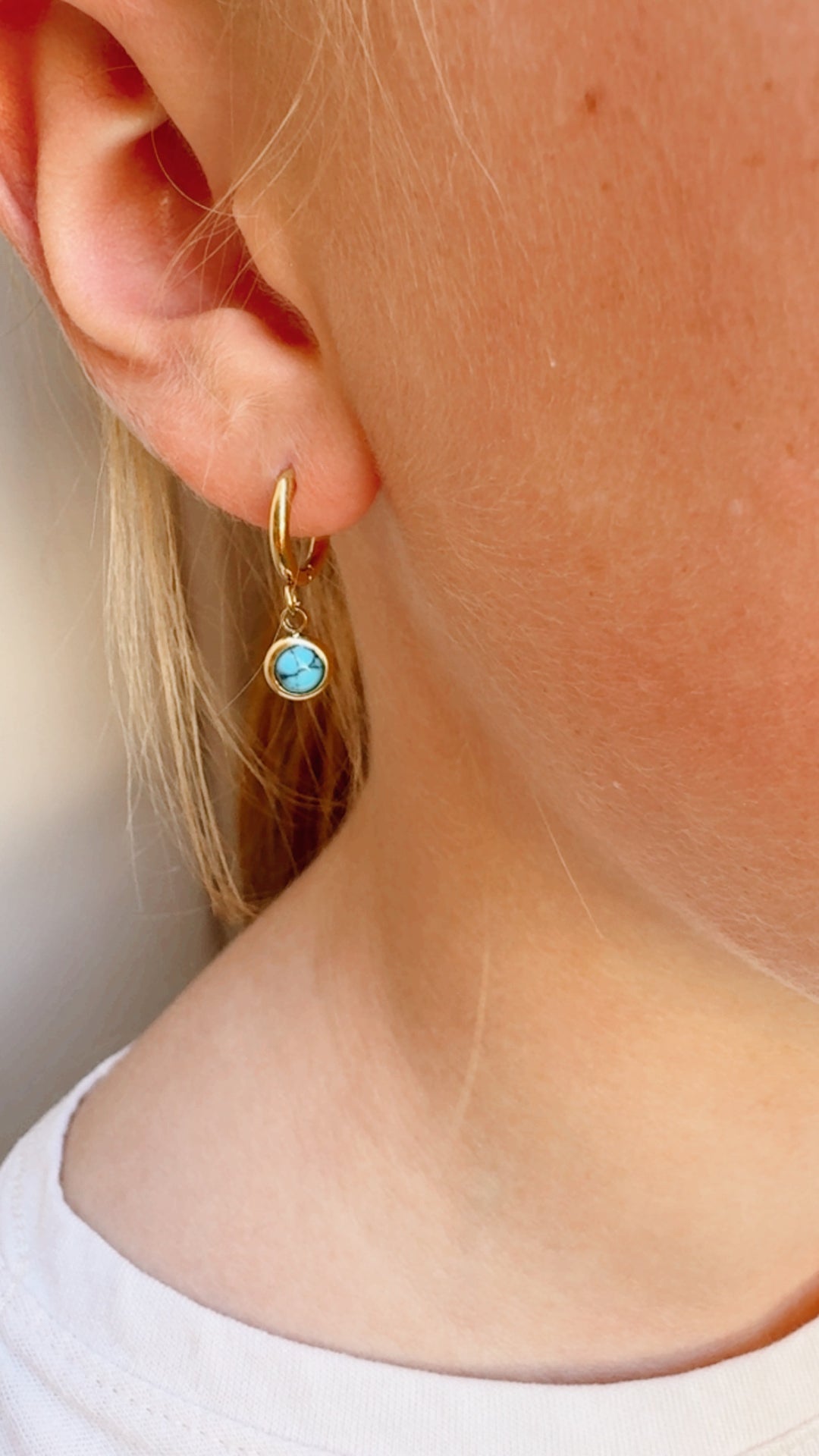 Turquoise charm hoop earrings