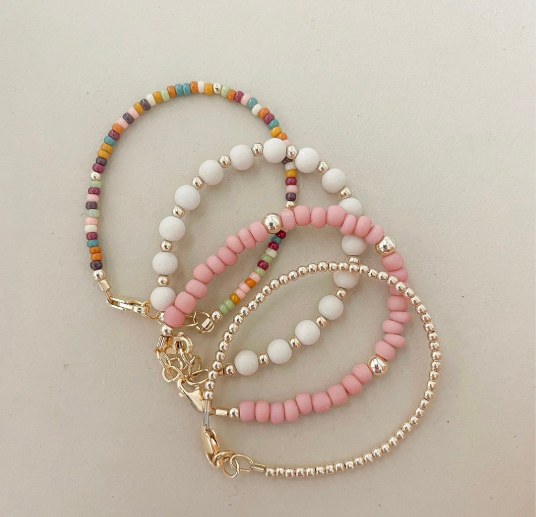 Blush Beaded Bracelet | Minimal Pink + Gold Everyday Bracelet