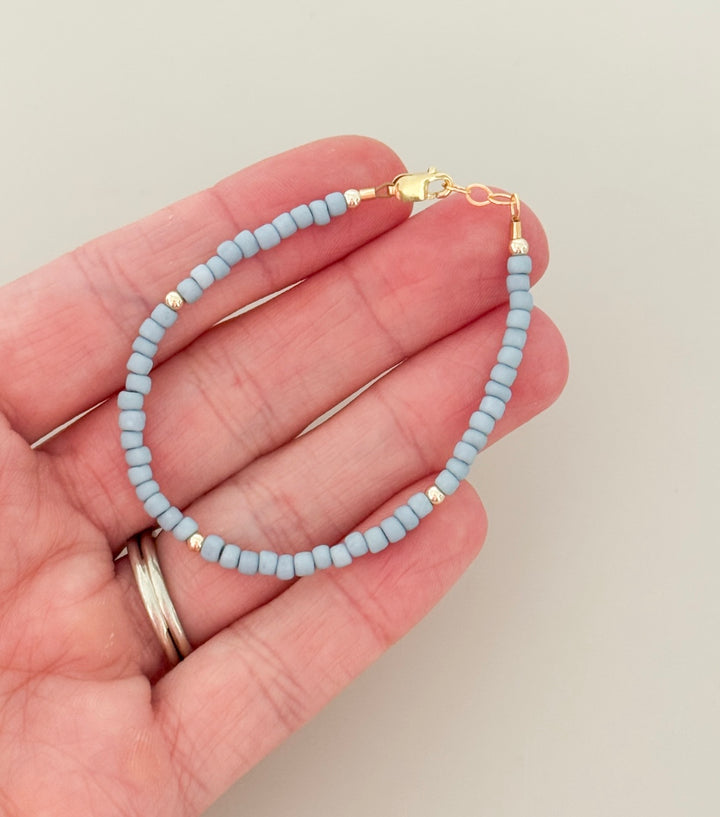 Sky Blue 14k Gold-Filled Beaded Bracelet for all ages