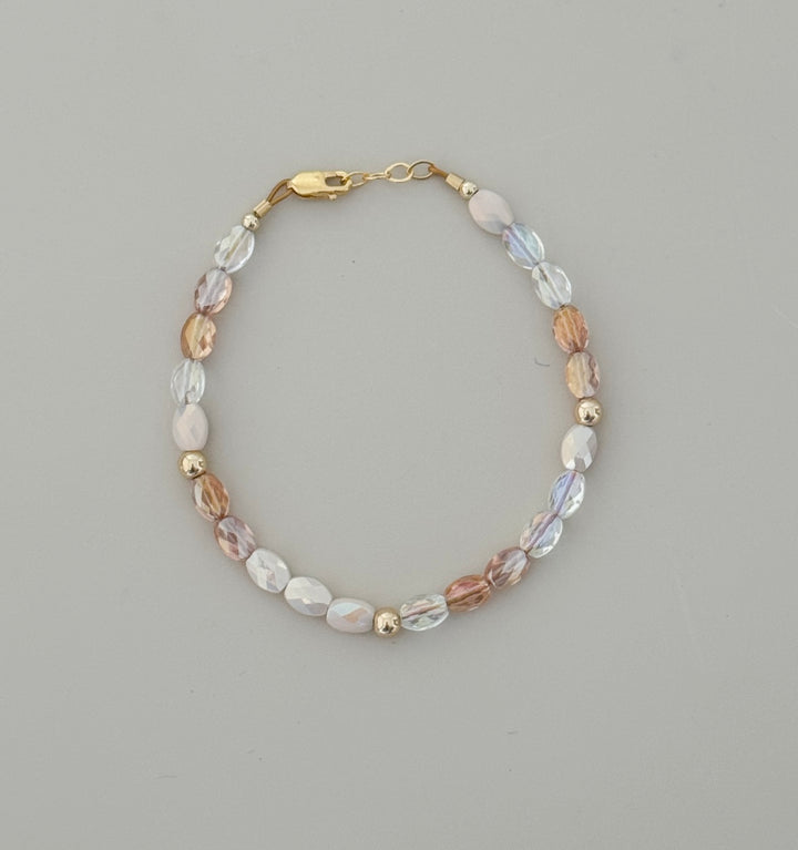 Neutral Blush Beaded Bracelet | 14k Gold-Filled Clasp | Baby, Toddler & Girls Bracelet