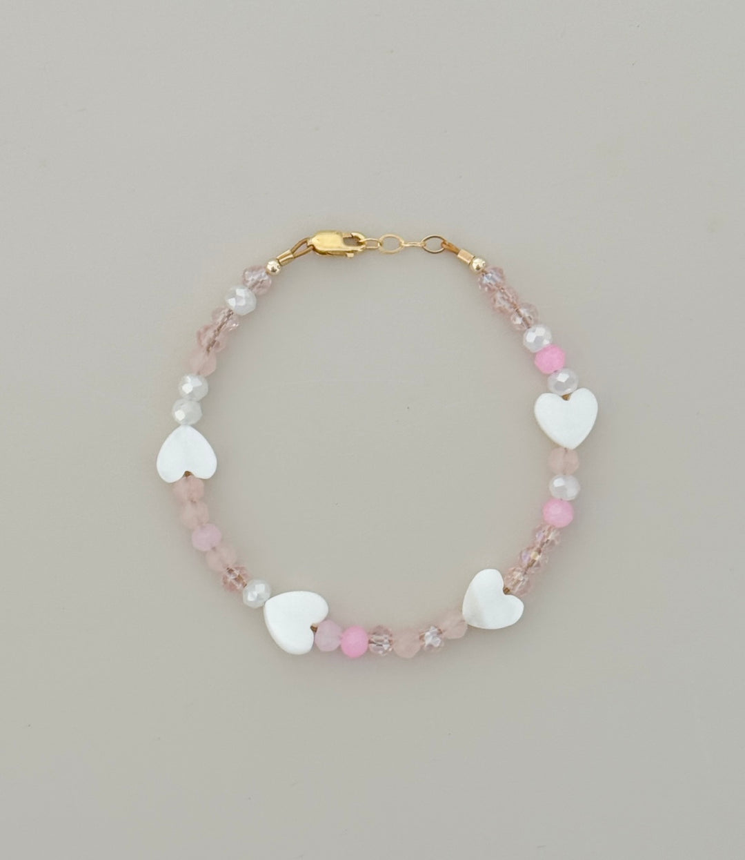 💗 Blush Heart Beaded Bracelet | 14k Gold-Filled Clasp | Baby, Toddler & Girls Bracelet