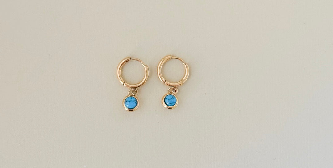 Turquoise charm hoop earrings