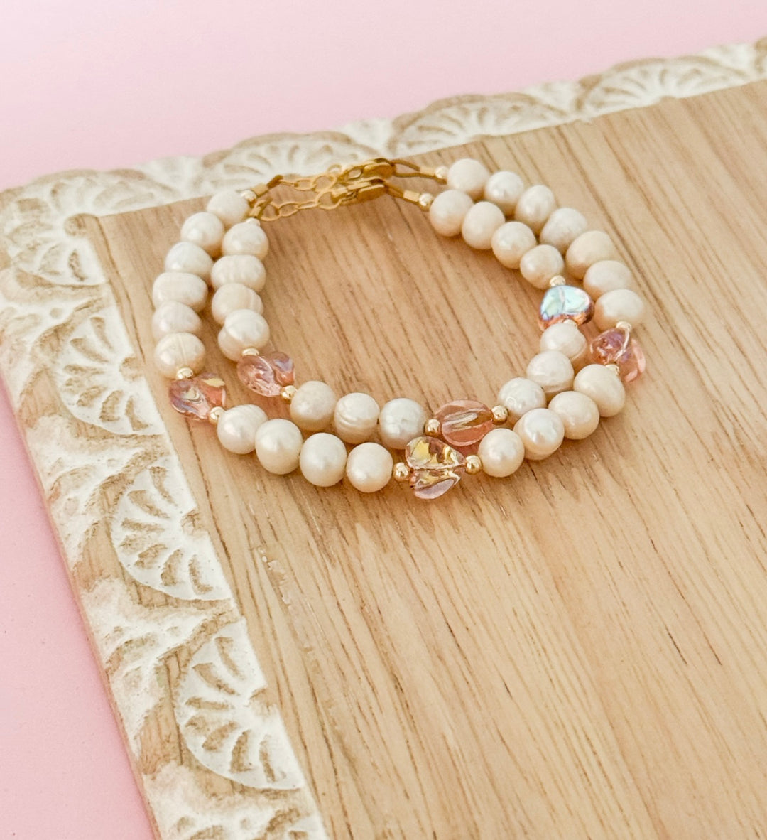 Blush Heart Freshwater Pearl Bracelet