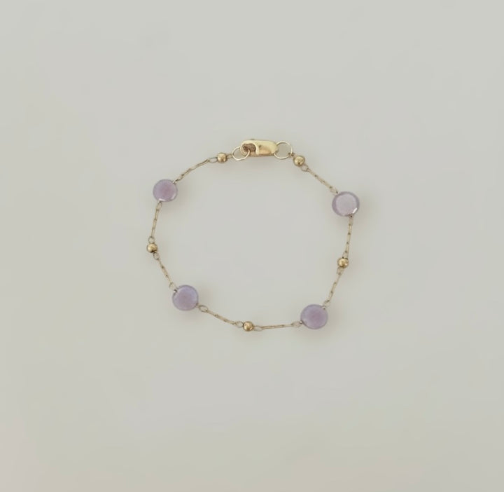 14k gold filled delicate purple opal chain bracelet