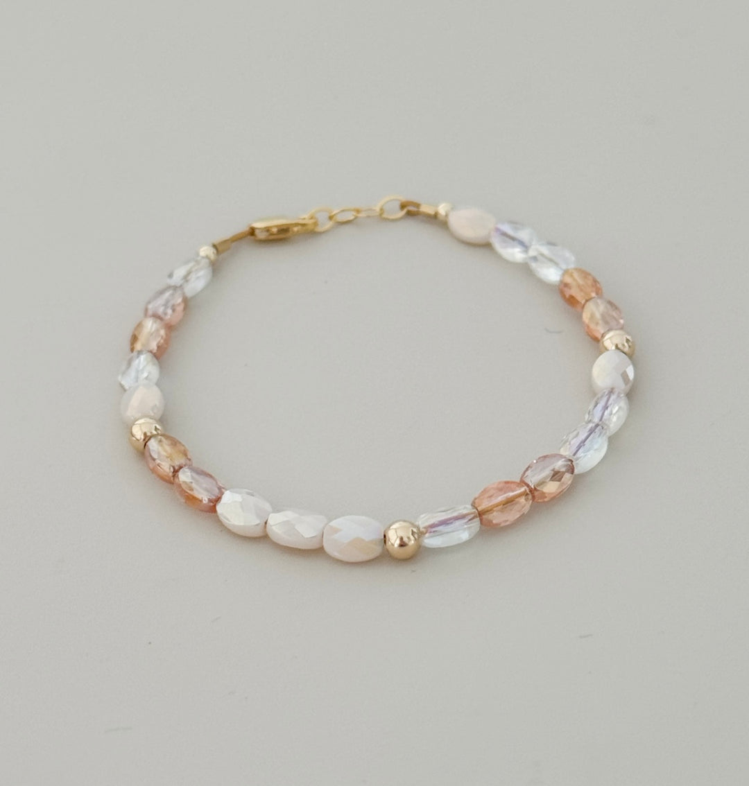 Neutral Blush Beaded Bracelet | 14k Gold-Filled Clasp | Baby, Toddler & Girls Bracelet