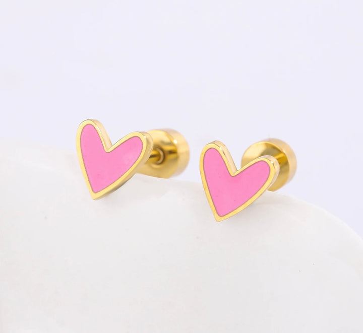 Barbie heart screw-back earrings